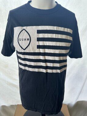 Crowns Guam USA Flag Hafa Adai Men's Black Shirt Size Medium